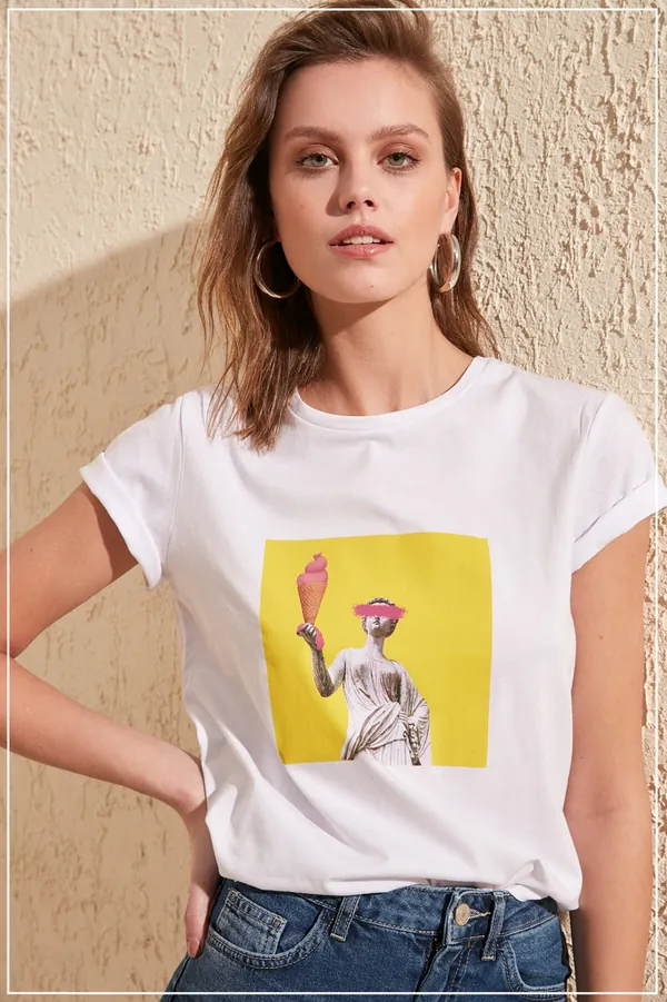T Shirt Vintage  Vénus de Milo Blanc L